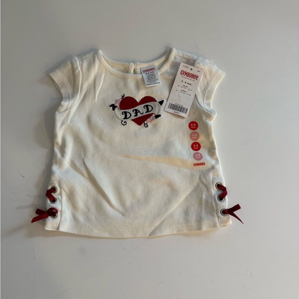 Gymboree Red and White Short Sleeve Tee with Bow Accents